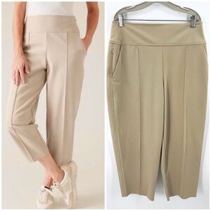Athleta Stellar Wide Leg Crop Pants Women 10 Stretch Pockets Ponte Capsule Comfy